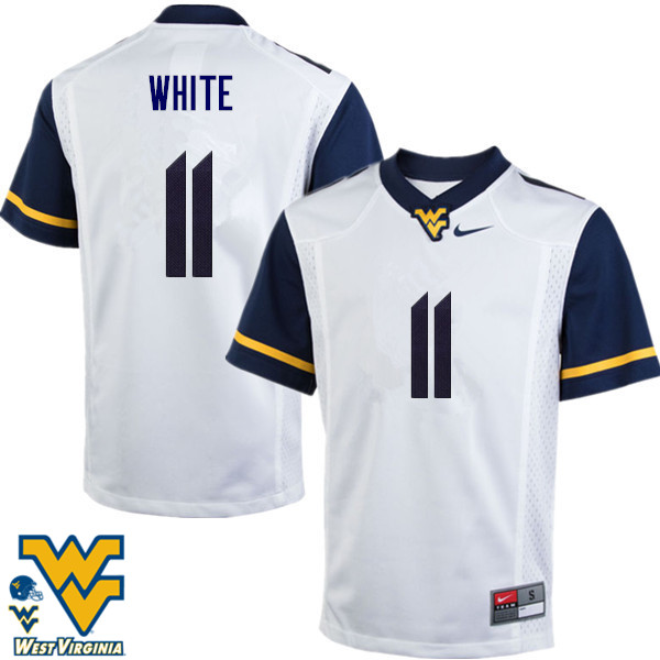 Men #11 Kevin White West Virginia Mountaineers College Football Jerseys-White - Click Image to Close